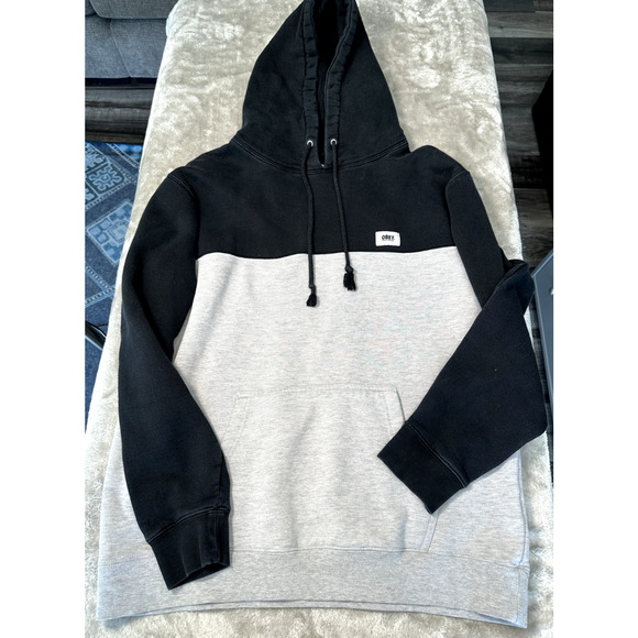 Obey Pullover Hoodie Sweatshirt Black Gray Skating Punk Mens Size L - Picture 1 of 13